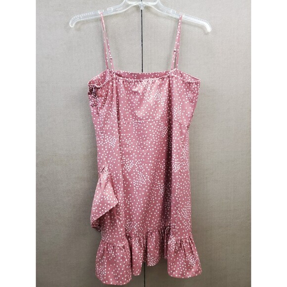 Nic & Jo Polka Dot Spaghetti Strap Asymmetrical Ruffle Hem Dress Size Large - Picture 4 of 8